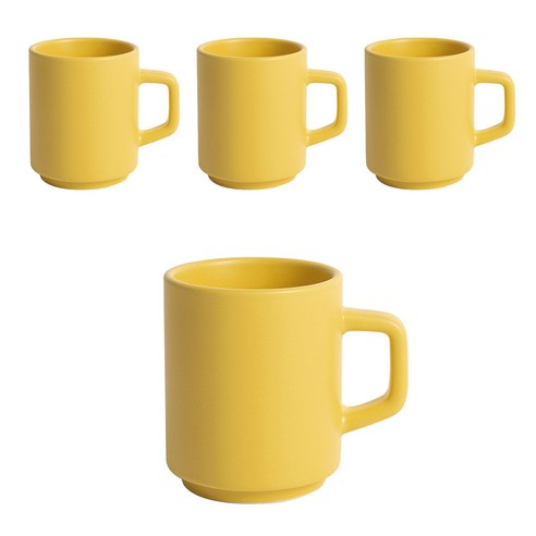 벤자민 무광 파스텔 컬러 레고 스택 머그 330ml, 바나나, 4개