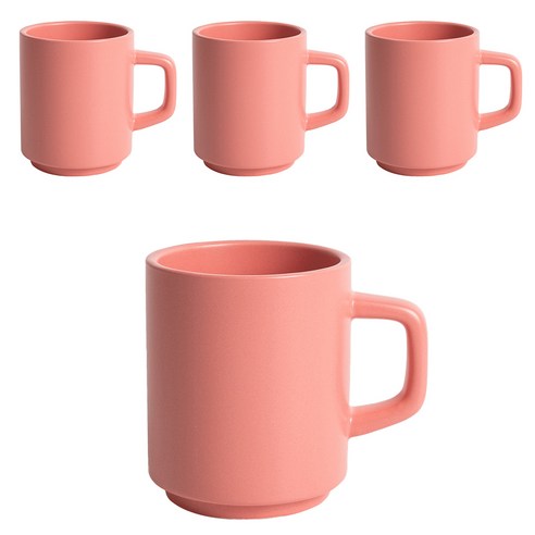 벤자민 무광 파스텔 컬러 레고 스택 머그 330ml, 인디핑크, 4개