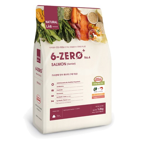 네츄럴랩 시니어 강아지 6 ZERO PLUS 4 건식사료, 연어, 1.2kg, 1개