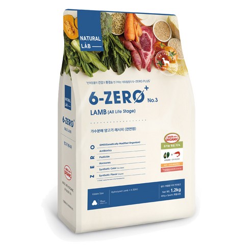 내츄럴랩 전연령 유기농 6제로 건식사료, 양, 1.2kg, 1개