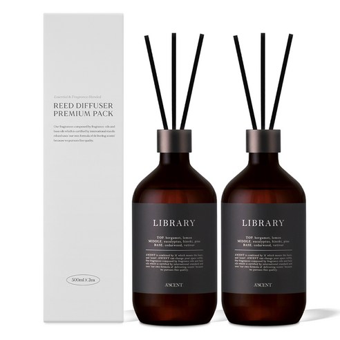 에이센트 네이처 디퓨저, 라이브러리, 500ml, 2개