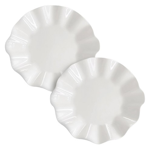 잇어스 키친 러플 파스타 접시 22cm, 화이트, 2개