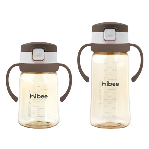 하이비 유아용 PPSU 에잇벤트 원터치 빨대컵 170ml + 270ml 세트, 베이직초코브라운, 1세트