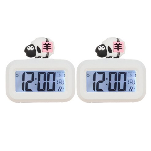 리나블루 귀여운 다기능 알람 탁상시계 2개, 양