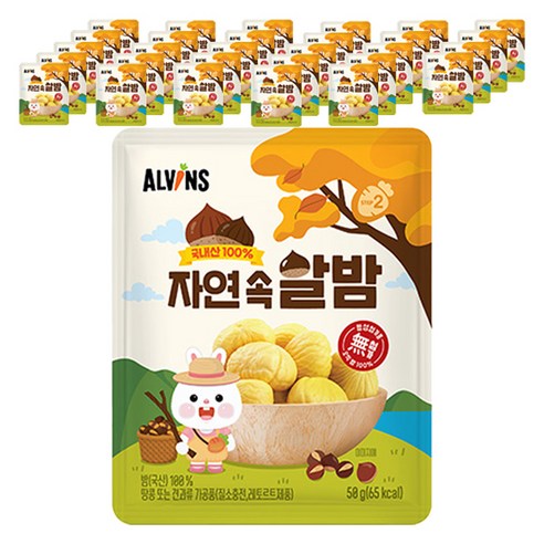 엘빈즈 자연속 알밤, 밤맛, 50g, 50개