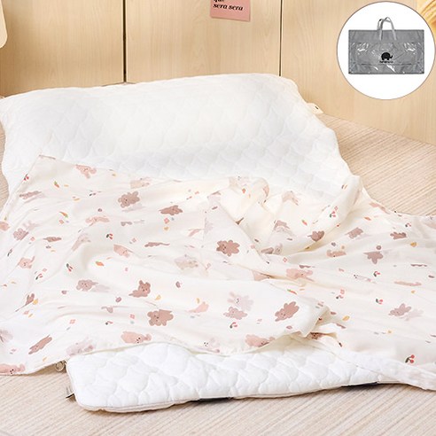 베베누보 DIY 모달 + 듀라론 낮잠이불 모달블랭킷 솜패드 속베개 부직포가방 풀세트, 베어래빗