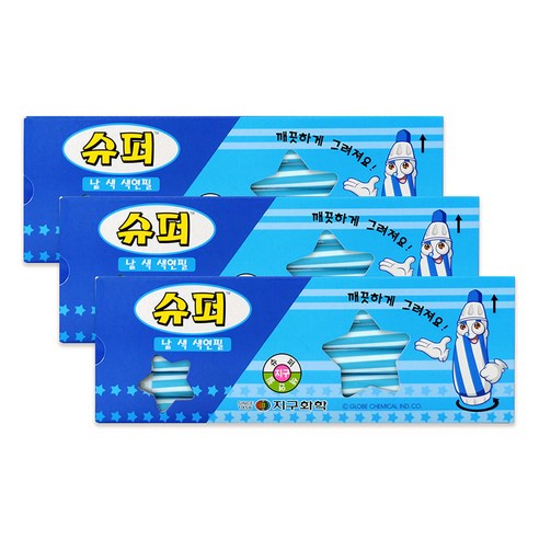 지구화학 슈퍼색연필 낱색 하늘 12p, 1색, 3개