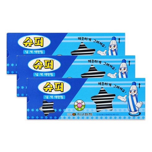 지구화학 슈퍼색연필 낱색 검정 12p, 1색, 3개