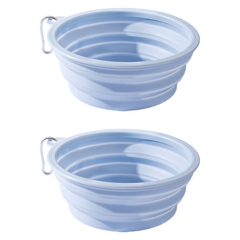 둥둥펫 반려동물 접이식 마카롱 식기 350ml, 블루, 2개