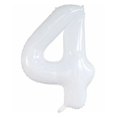 세컨드베스트 깔끔한 화이트 파티풍선 80cm, 숫자 4, 1개