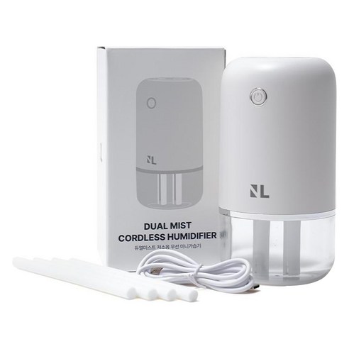 무드등과 가습기가 결합된 노멀라이프 듀얼미스트 무선 미니가습기 + 필터 6p 세트, DWH-001 듀얼가습기