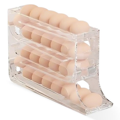 블럭마트 슬라이드 4단 롤링 계란케이스, 투명, 1개