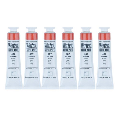 신한화구 전문가 수채화 Tube 407 브라운 6p, 12ml, 1색