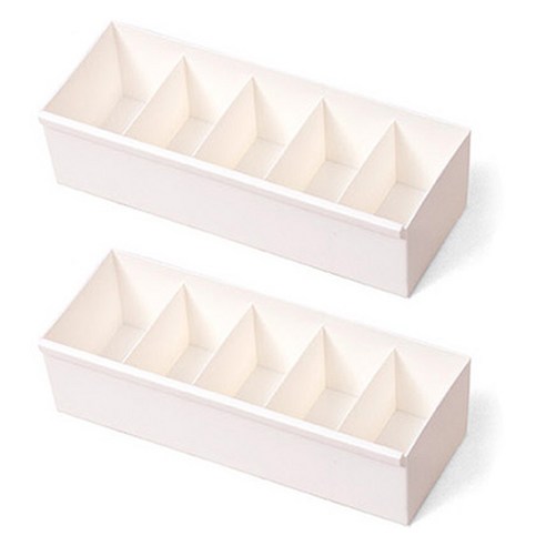 이즈리빙 칸칸칸 연결형 서랍정리 칸막이 속옷정리함 5칸, 아이보리, 2개