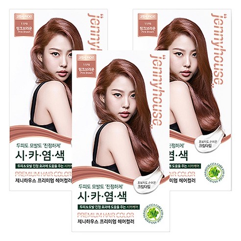 제니하우스코스메틱 프리미엄 헤어컬러 염모제, 핑크브라운11PB, 3개