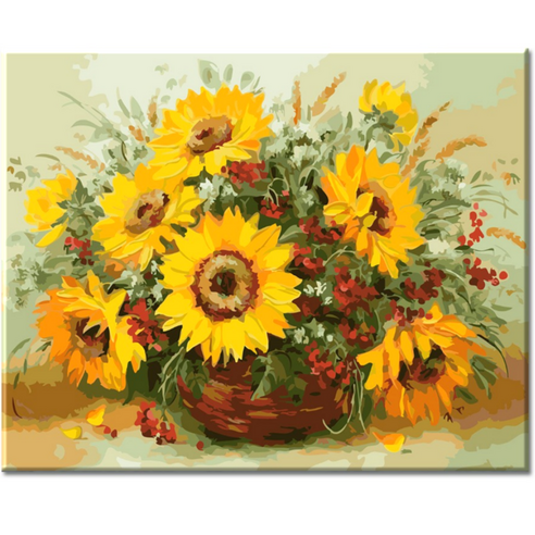 모모픽스페인팅 DIY 명화 그리기 60 x 75 cm, WK02 해바라기 바구니, 1개