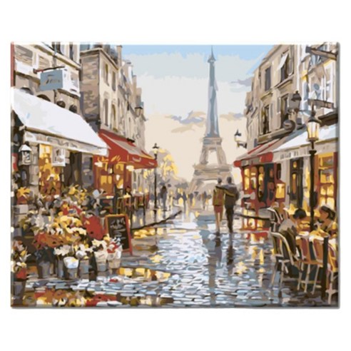 모모픽스페인팅 DIY명화그리기 40 x 50 cm, J32 비오는 파리 에펠탑, 1개