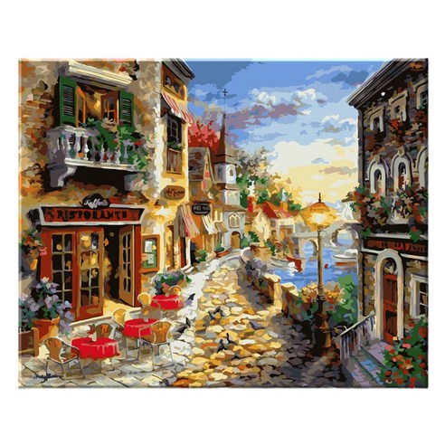 모모픽스페인팅 DIY명화그리기 40 x 50 cm, J39 카페거리, 1개