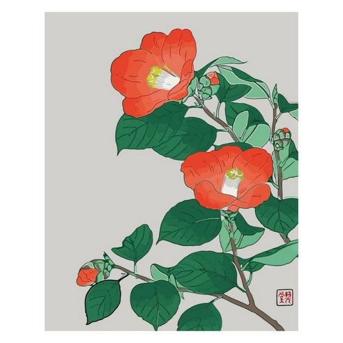 모모픽스페인팅 DIY 명화 그리기 세트 40 x 50 cm 동백꽃 I44, 혼합색상