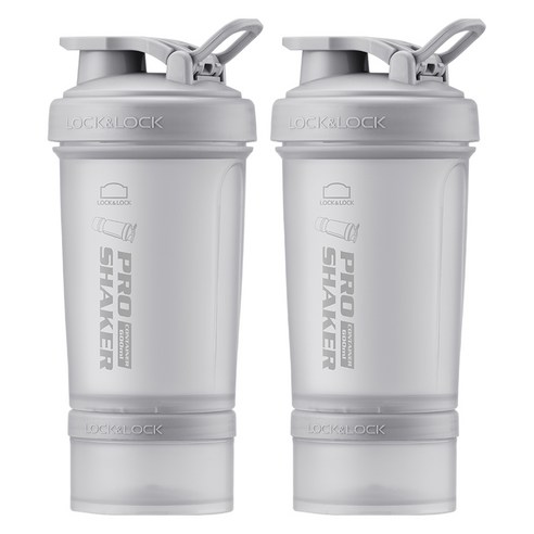프로쉐이커 락앤락 쉐이크 보틀 600ml + 컨테이너 140ml, 매트그레이, 740ml, 2개