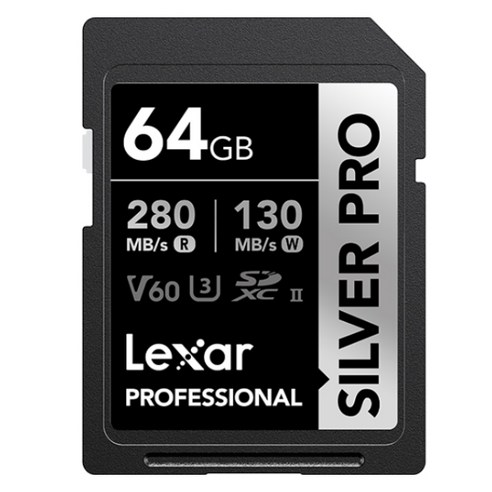 렉사 SD SILVER PRO V60 4K 메모리 카드 캐논 소니 니콘 후지 카메라 지원, 1개, 64GB