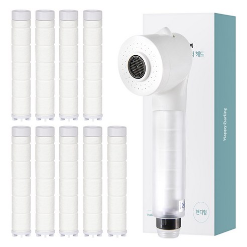 해피달링 주방 싱크대 수전 필터 핸디형 + 리필필터 9p 세트 JWK-200-2, 1세트