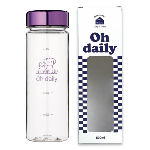 오데일리 보온보냉 메탈 트라이탄 물병, 퍼플, 1개, 500ml