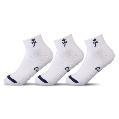 까스텔바작 남녀공용 단목 쿠션 압박 양말 3족 세트 CSW-05, 화이트, 1세트