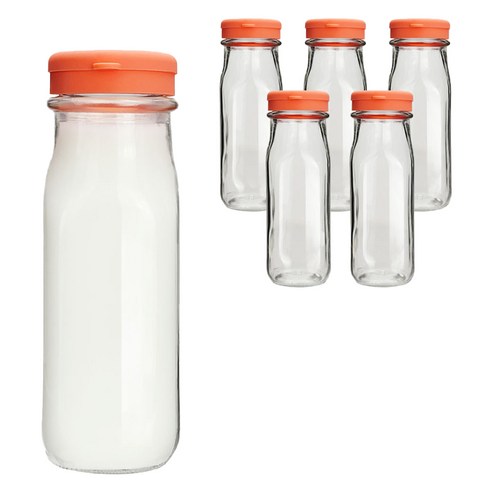 미르 헥사 실리콘 사각 보틀 유리병 피치, 6개, 300ml