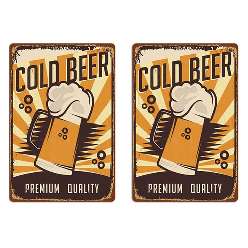 알로데 맥주 비어 인테리어 벽 장식 틴액자 2p, 7 고품질맥주