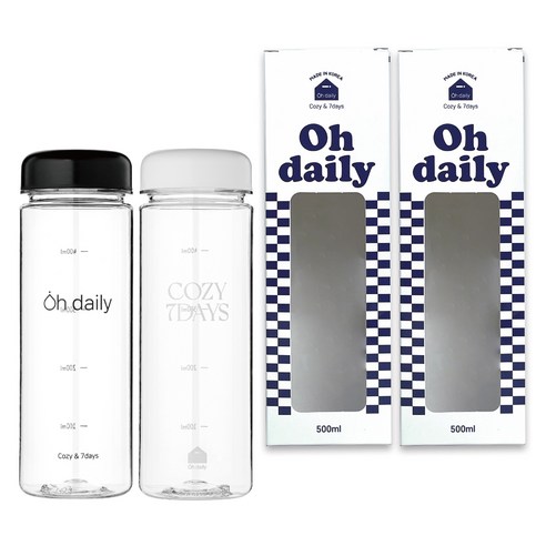오데일리 트라이탄 보온보냉병, BLACK + WHITE, 2개, 500ml
