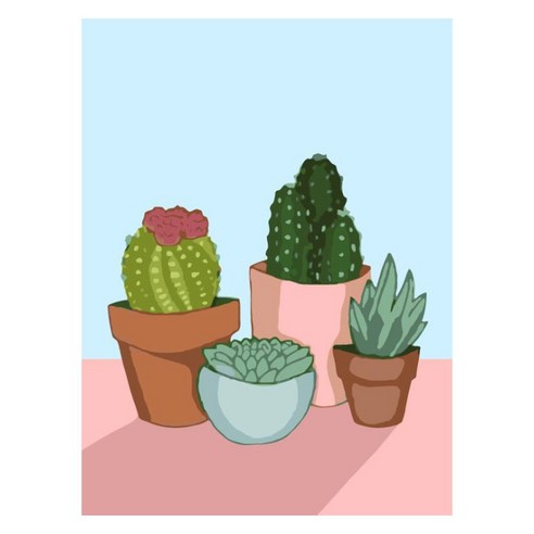 모모픽스페인팅 DIY 명화그리기 세트 30 x 40 cm, C06 보테니컬 선인장 화분, 1세트