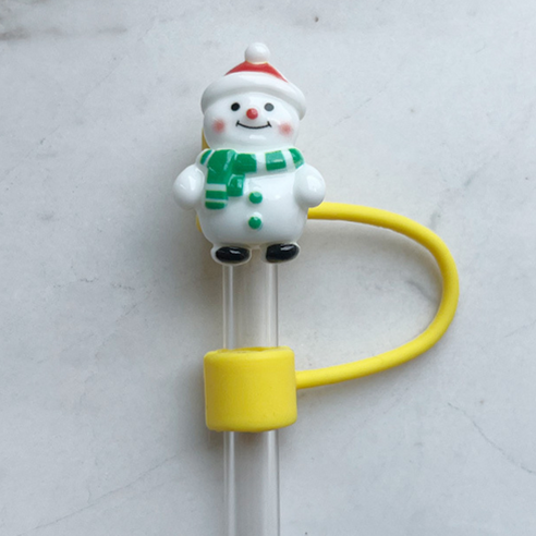 미소로운 크리스마스 빨대 마개, 눈사람 1cm, 1개