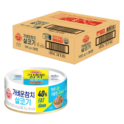 오뚜기 가벼운 참치 라이트스탠다드, 100g, 36개