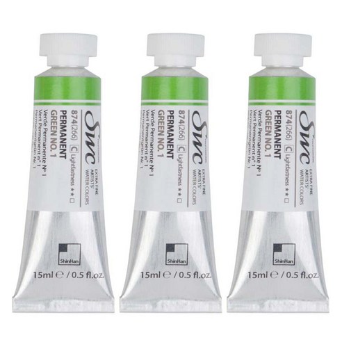 신한화구 전문가 수채화물감 SWC 튜브 C시리즈 874 퍼머넌트 그린 1 3p, 15ml, 1색