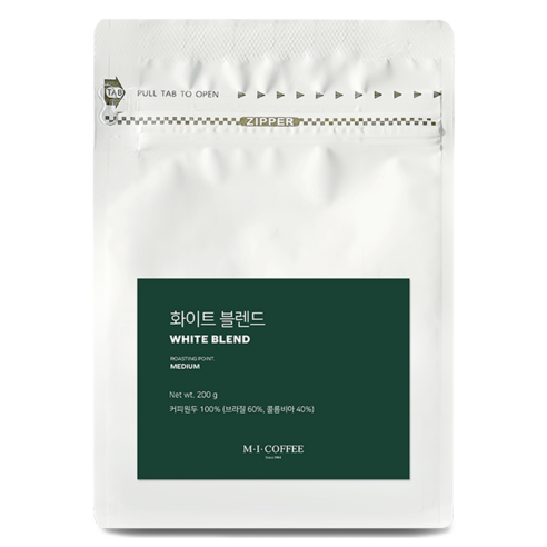 엠아이커피 화이트 블렌드 커피, 홀빈(분쇄안함), 200g, 1개