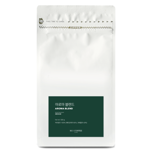 엠아이커피 아로마 블렌드 원두, 홀빈(분쇄안함), 500g, 1개