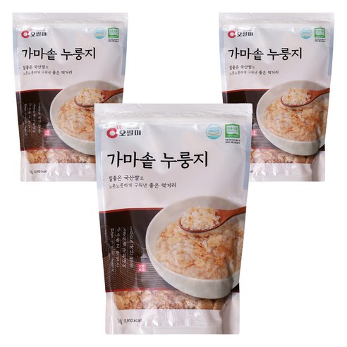 오쌀미 가마솥 누룽지, 1kg, 3개