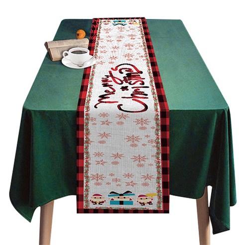 블럭마트 크리스마스 테이블 러너 직각형, type 2, 1개, 183 x 33 cm