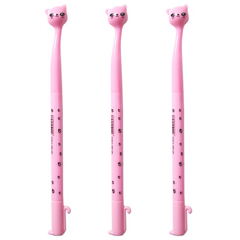 냥이발자국패턴 젤펜 0.5mm, 핑크, 3개