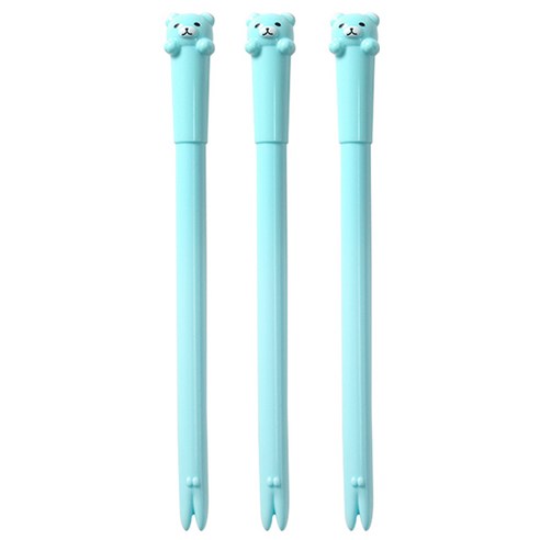큐티베어 젤펜 0.5mm, 블루, 3개