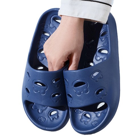 언헤브 욕실 개구리 패턴 욕실화, G 블루, 1개