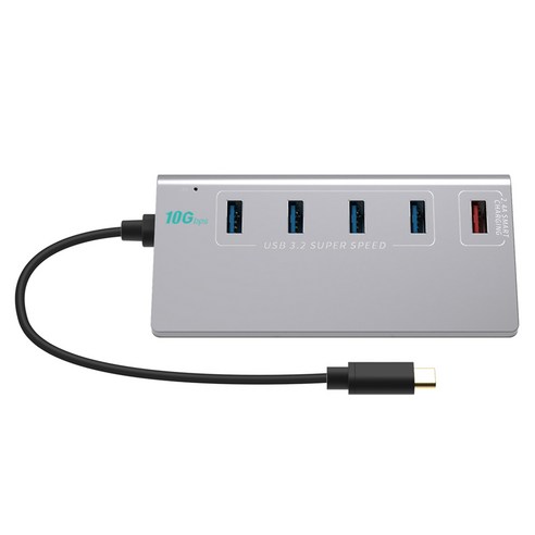 넥스트유 데이터 4포트 + 충전 1포트 USB허브 3290TC-10G, 1개, 1개, 실버