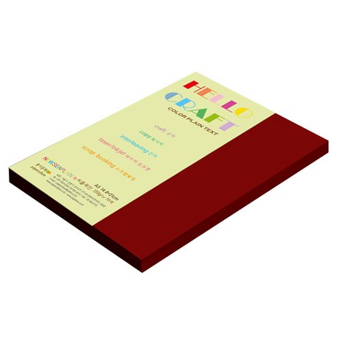 종이문화 뉴씨플레인 얇은 양면색상지 120g No 48 빨강색, 66개