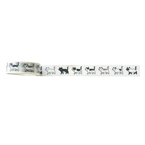 특별한상점 DIY 다이어리꾸미기 디자인 테이프 스티커 15mm x 5m, 걷는 고양이, 1개