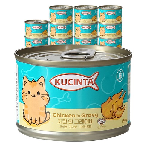 쿠친타 고양이 전연령용 주식캔 습식사료, 닭, 150g, 12개