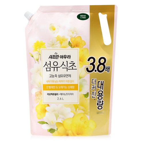 AURA 섬유식초 섬유유연제 러브액츄얼리 리필, 2.6L, 1개