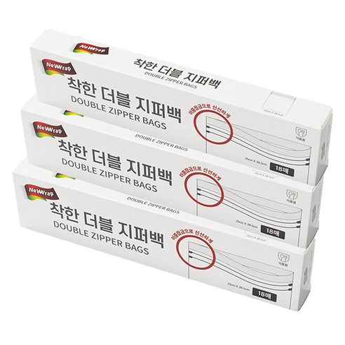 뉴랩 착한 더블 지퍼백 25 x 28.5 cm, 대(L), 3개, 18개입