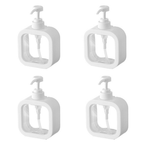 제이밀 사각 투명 디스펜서 500ml, 화이트, 4개