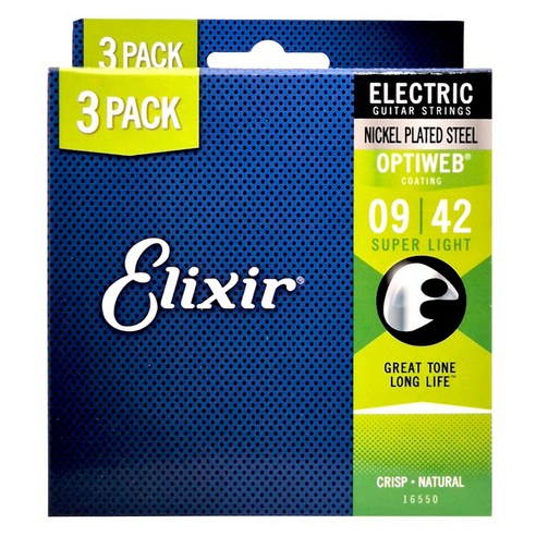 Elixir Electric OPTIWEB 일렉기타 스트링 Super Light 009-042 3p, 16550, 1개